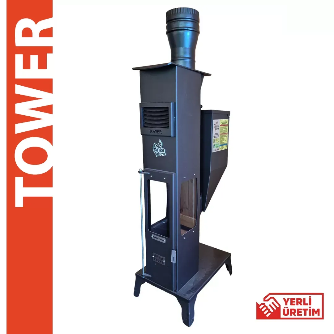 Tower Dekoratif Camlı Küçük Pelet Soba
