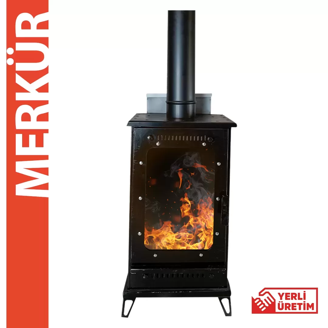 Merkür Üç Camlı Hybrit Şömine Tipi Pelet Soba